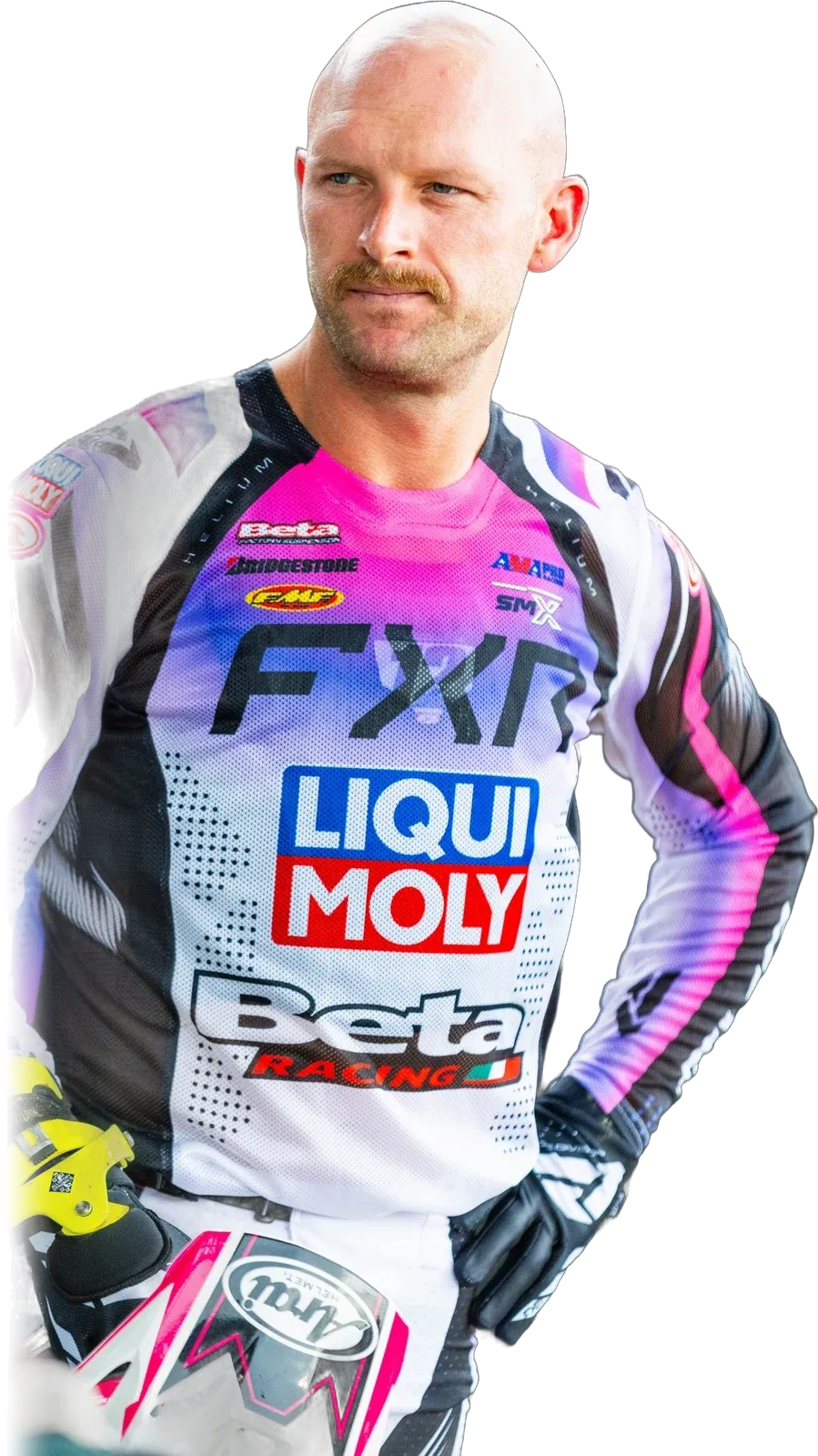 Shane McElrath in the pits in his FXR race gear
